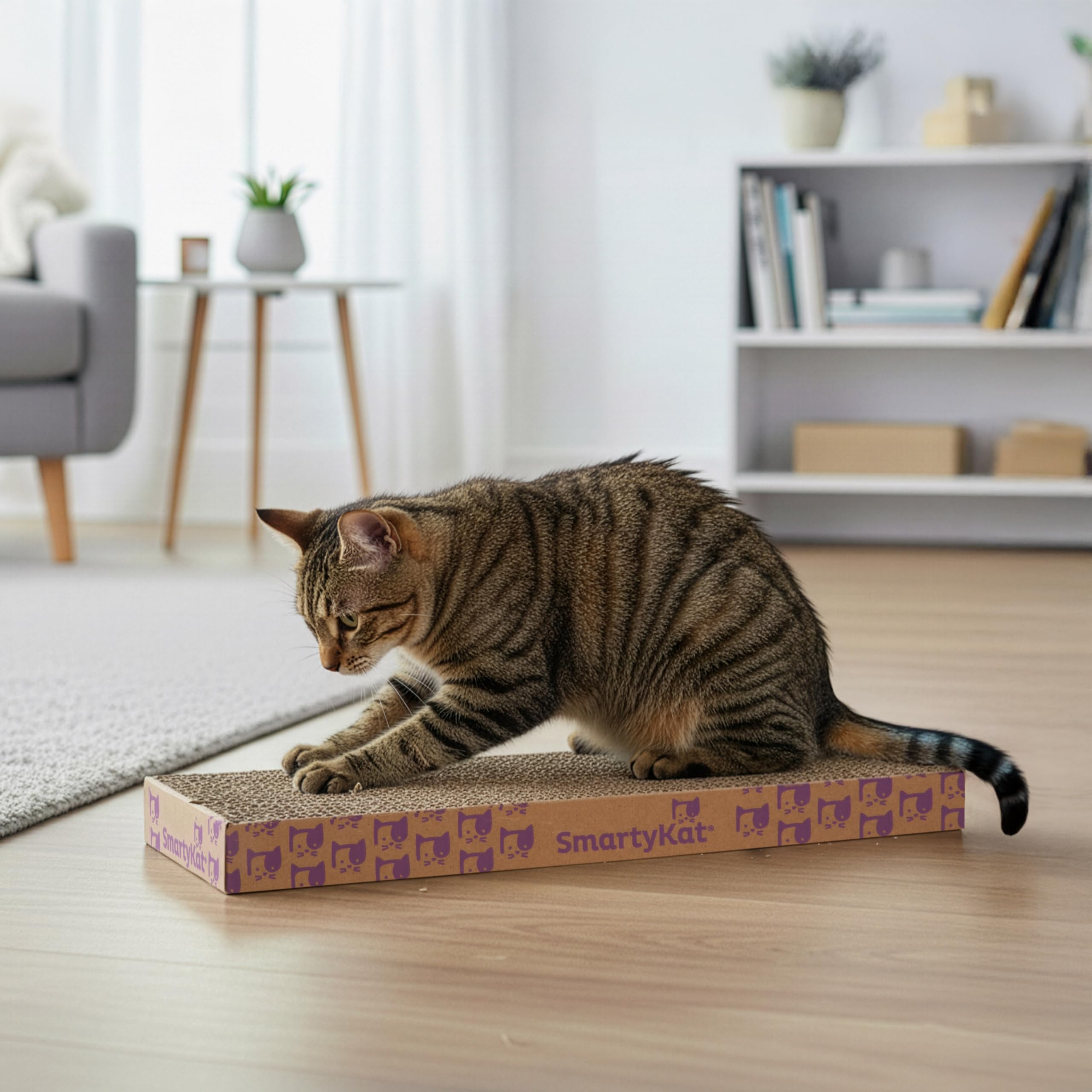 SmartyKat Scratch Up Corrugated Hanging Cat Scratcher, Catnip Infusion Technology - Brown, Single Wide