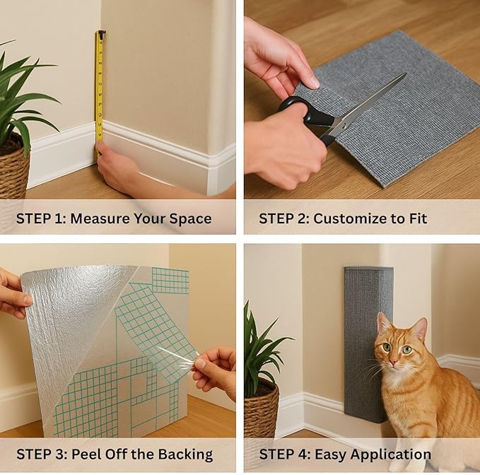 Cat Scratch Mat (Dark Grey, 10-Pack), 23.6’’ x 11.8’’ Wall Corner Scratcher, Versatile Self-Adhesive Replacement Easy Use for Cat Trees, Wall Furniture, Scratching Posts, and Couch Protection