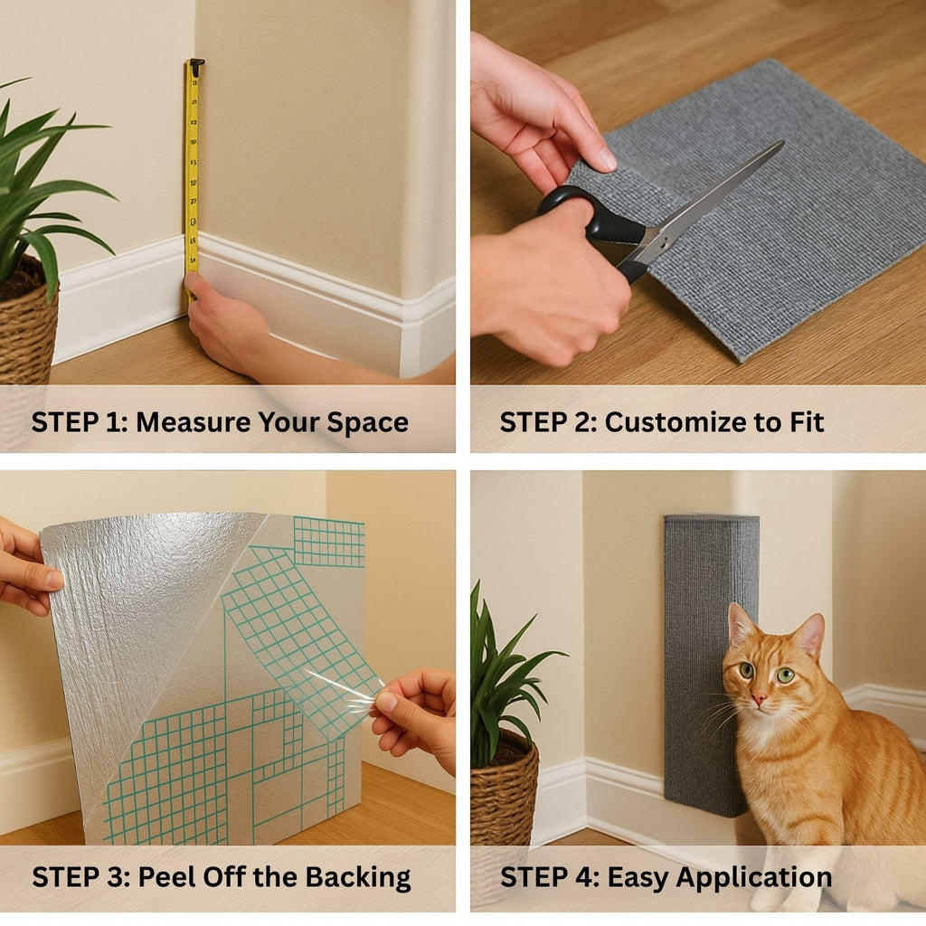 Cat Scratch Mat (3 Pack), 23.6’’ x 11.8’’ Cat Wall Corner Scratcher, Versatile Self-Adhesive Replacement Easy Use for Cat Trees Wall Furniture, Scratching Posts, and Couch Protection (Beige)