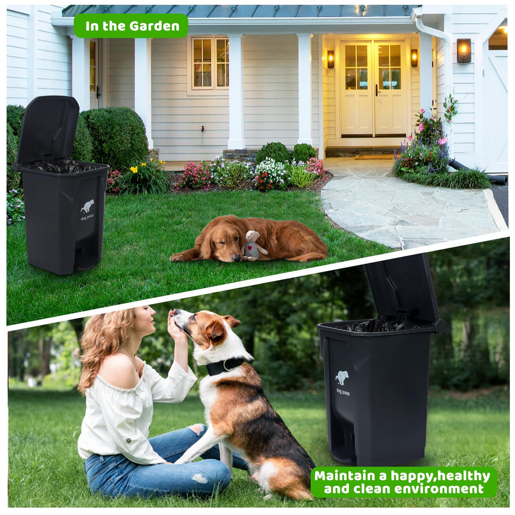 Dog Poop Trash Can Outside - 20L/5Gal Large Outdoor Trash Can with Lid