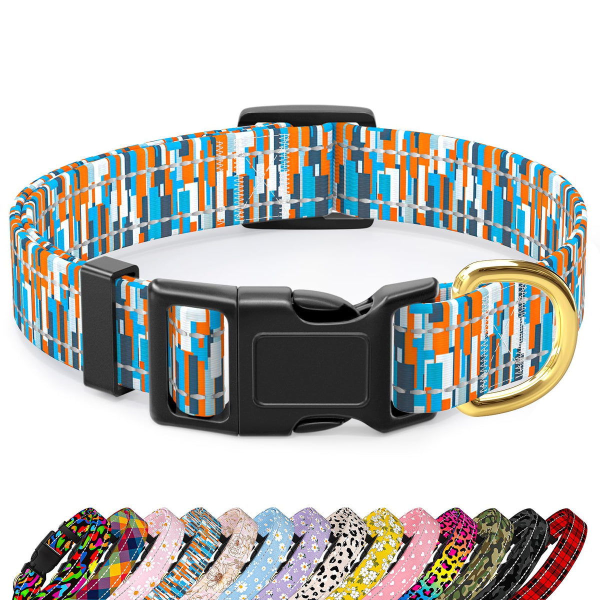 TMOODEL Reflective Dog Collar for Small Dogs, Green Camouflage Pet Collar,S