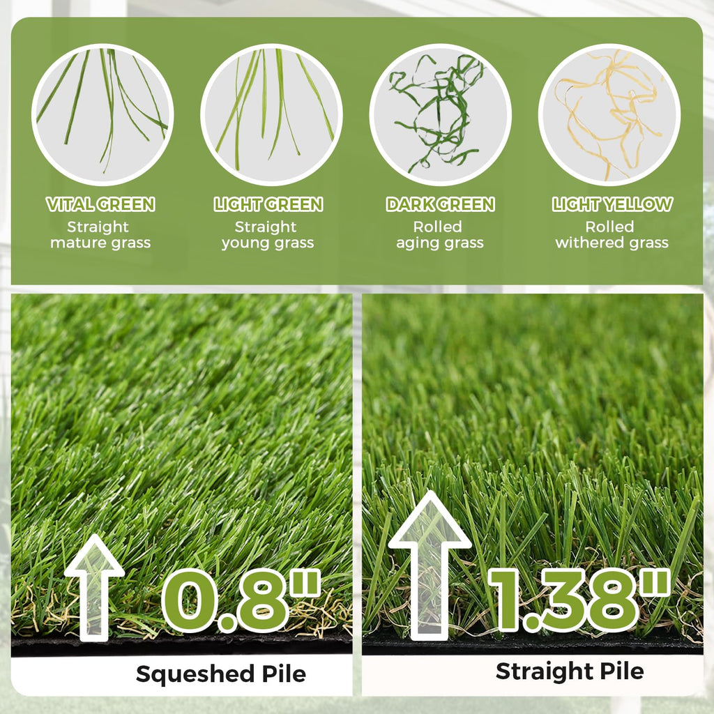 Artificial Grass Rug Indoor Outdoor, 5 x 6FT Faux Grass with Drainage Holes
