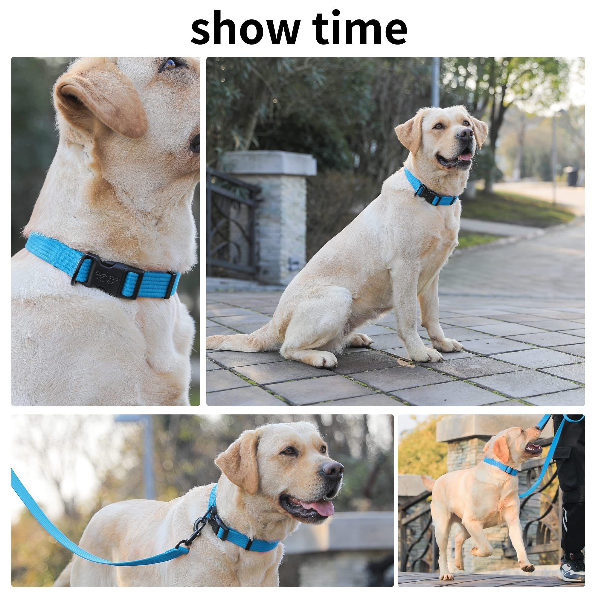lynxking Dog Collar Soft Padded Breathable Cotton Solid Color Strong Adjustable Pet Collar for Little Puppy