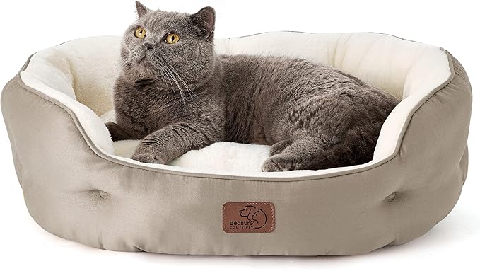 Bedsure Small Dog Bed Washable,Round Cat Beds for Indoor Cats