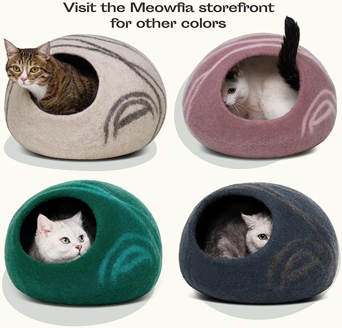 MEOWFIA Cat Cave - Merino Wool Bed for Indoor Cats (Tucson Sunset, Large)