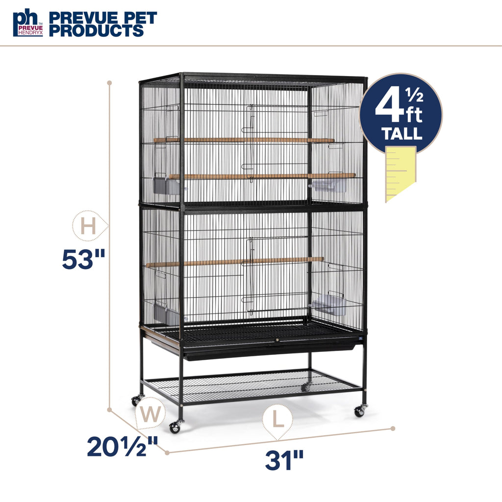 Prevue Pet Products Wrought Iron Flight Cage with Stand, Large Birdcage for Pets, Metal Cage Standing Birdcage, Black Hammertone Finish