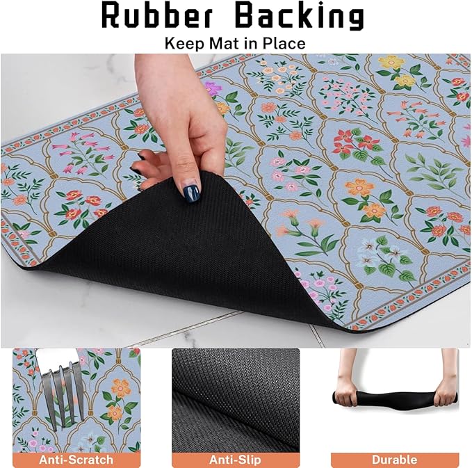 Absorbent Pet Dog Bowl Mat for Food and Water, Pet Cat Food Feeding Mat with Non Slip Rubber Backing, Dog Food Mats for Floors Waterproof, 16"x24"
