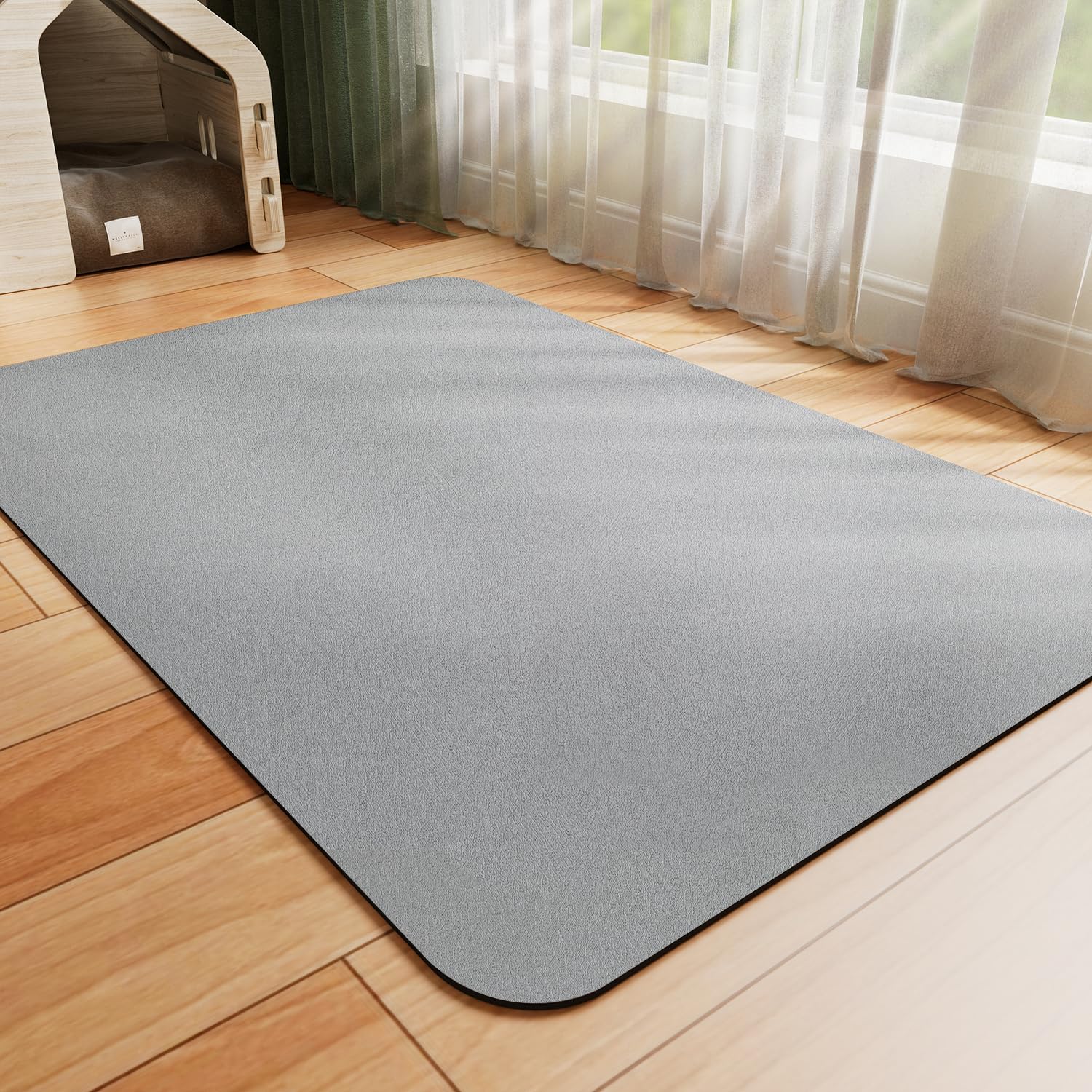 HotLive Dog Food Mat - Absorbent Cat Mat for Food and Water, No Stains Pet Feeding Bowl Mat, Easy to Clean Pet Placemats, Quick Dry Dog Water Dispenser Mat for Messy Drinkers | Grey 12"x 19"