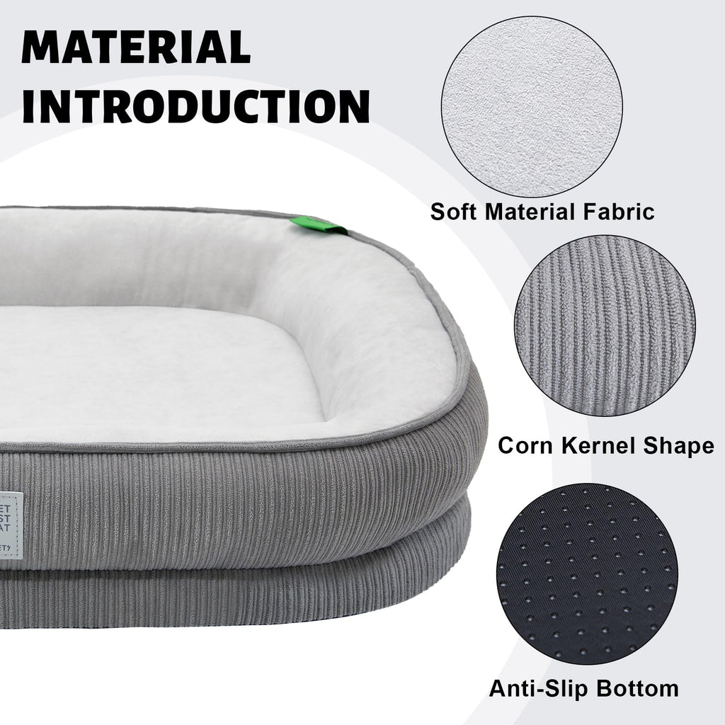 Orthopedic Dog Bed for Large Dogs Sofa Bed with Egg Crate Foam Dog Couch Bed with Four-Sided Bolster, Removable Cover & Non-Slip Bottom Grey L