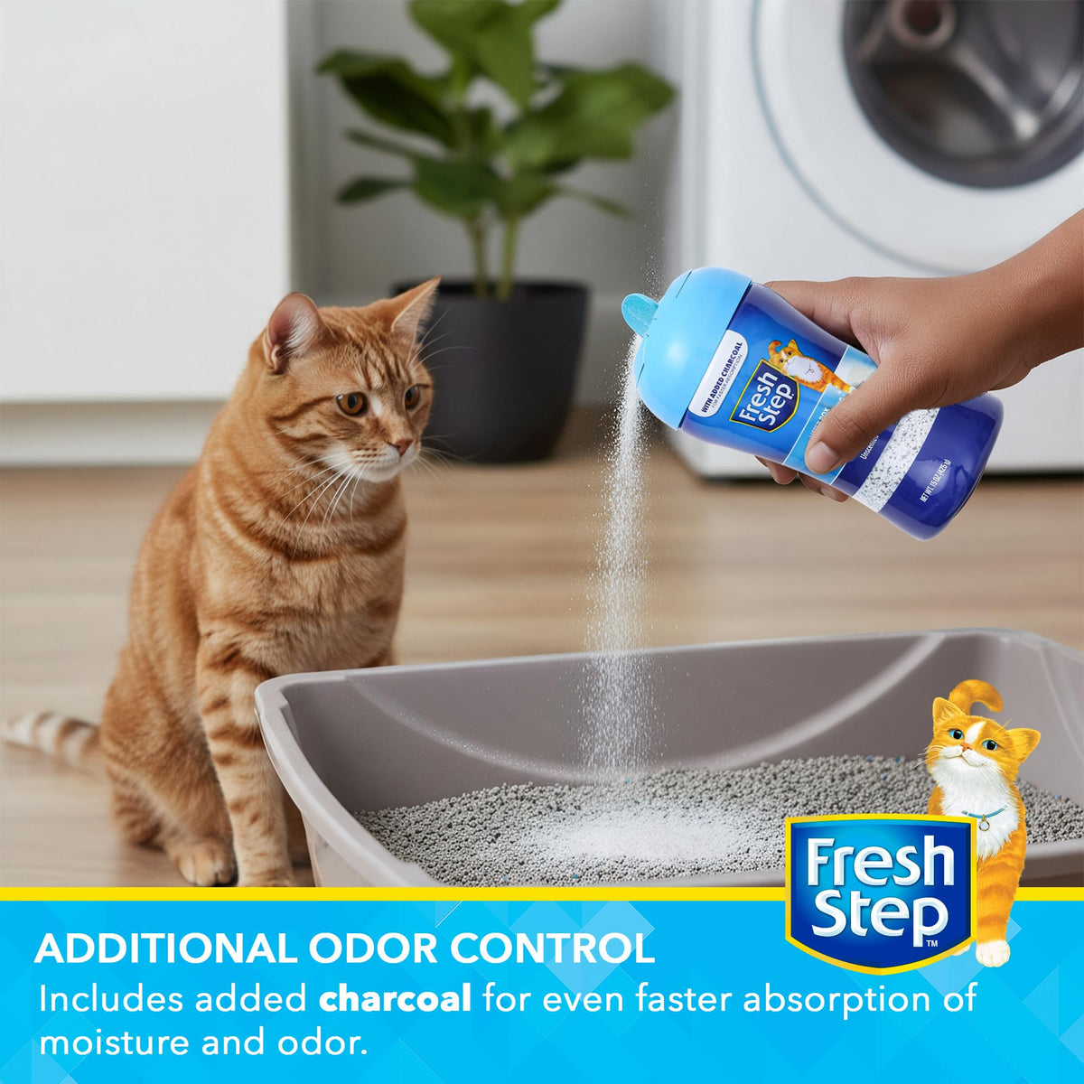 Fresh Step Charcoal Odor Eliminating Cat Litter Box Powder, 15 Oz