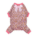 Fitwarm Leopard Dog Pajamas, Fleece Dog Clothes for Small Dogs Girl with Legs, Pet Onesie, Cat Outfit, Pink, Large