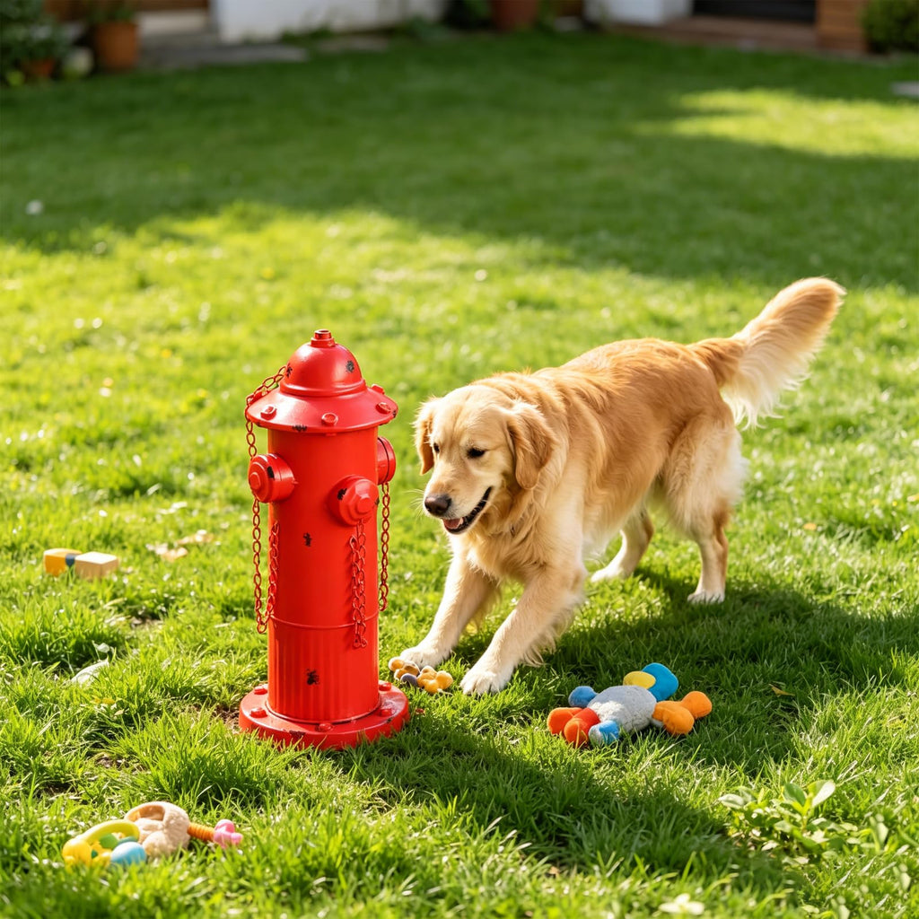 16.3" H Fire Hydrant for Dogs to Pee on, Metal Puppy Pee Post for Dogs