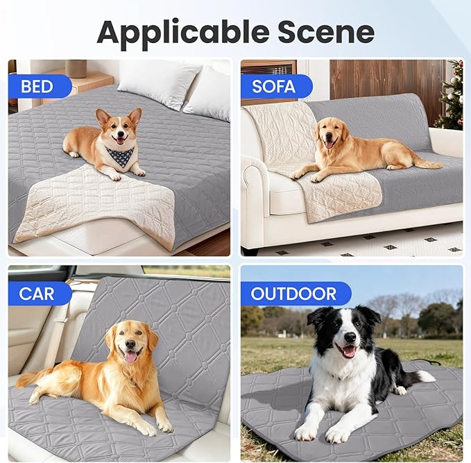Waterproof Couch Covers for Pets, Waterproof Dog Bed Cover, Anti-Slip Soft Dog Blankets, Couch Cover for Dogs Washable, Pet Blanket for Puppy Large Dogs Cat (82x120 Inch, Light Grey)