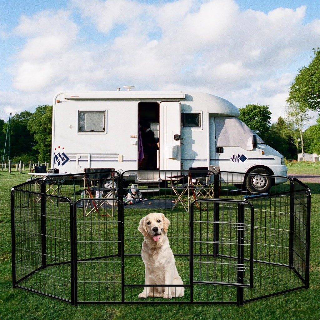 NEWBULIG Dog Playpen Indoor 24 Inch 16 Panels, Metal Outdoor Dog Fence Pen