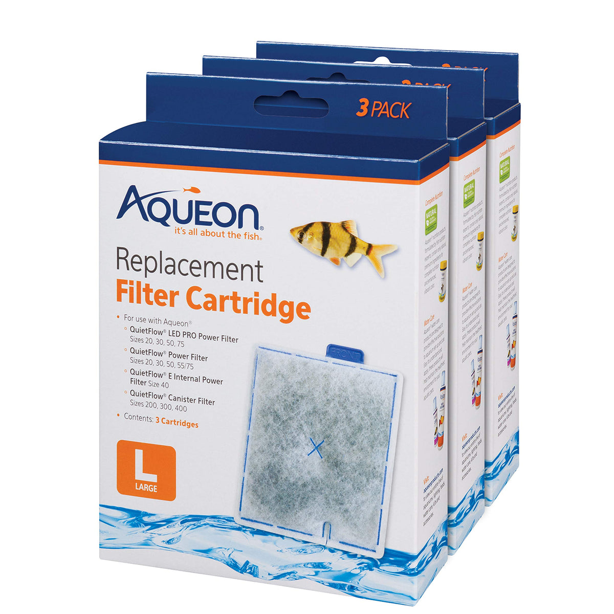 Aqueon Aquarium Fish Tank Replacement Filter Cartridges, Large - 15 Pack