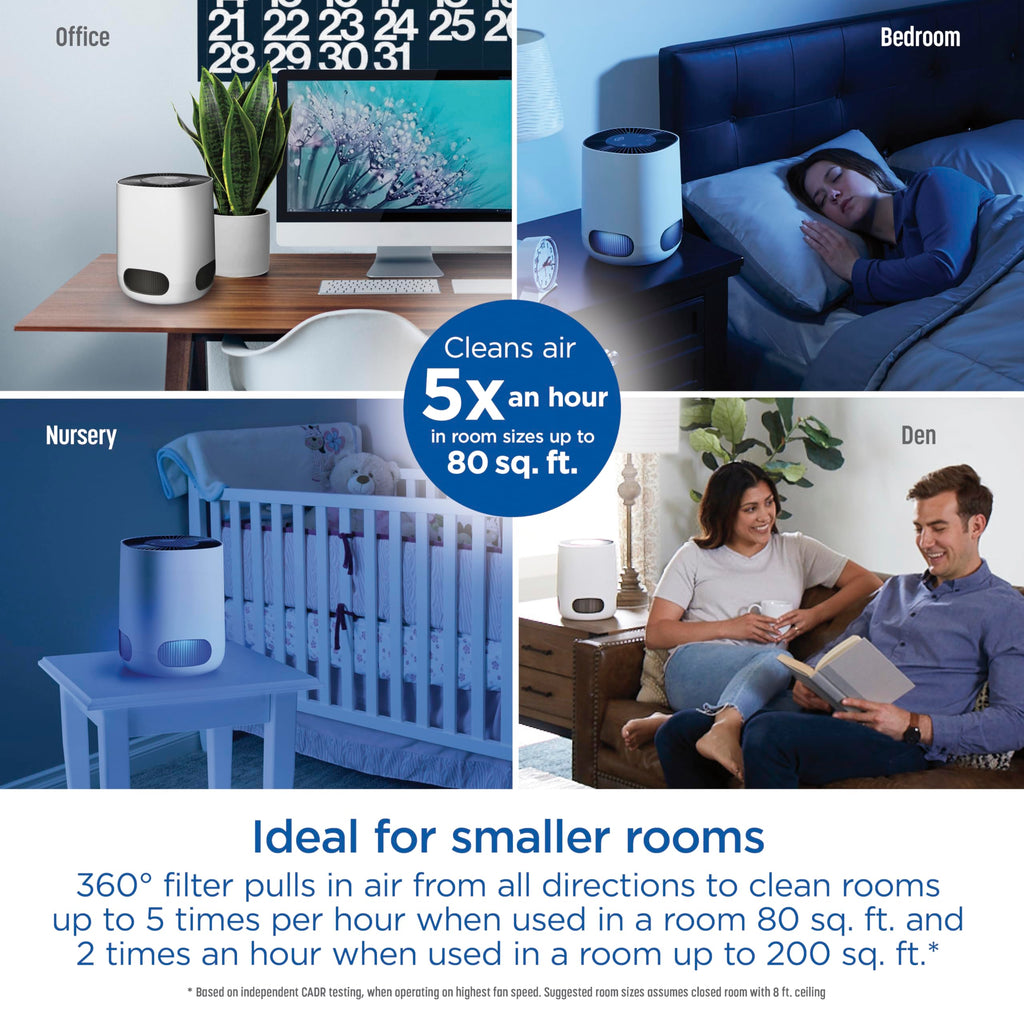 Clorox Small Room Air Purifiers for Bedroom Home, True HEPA Filter