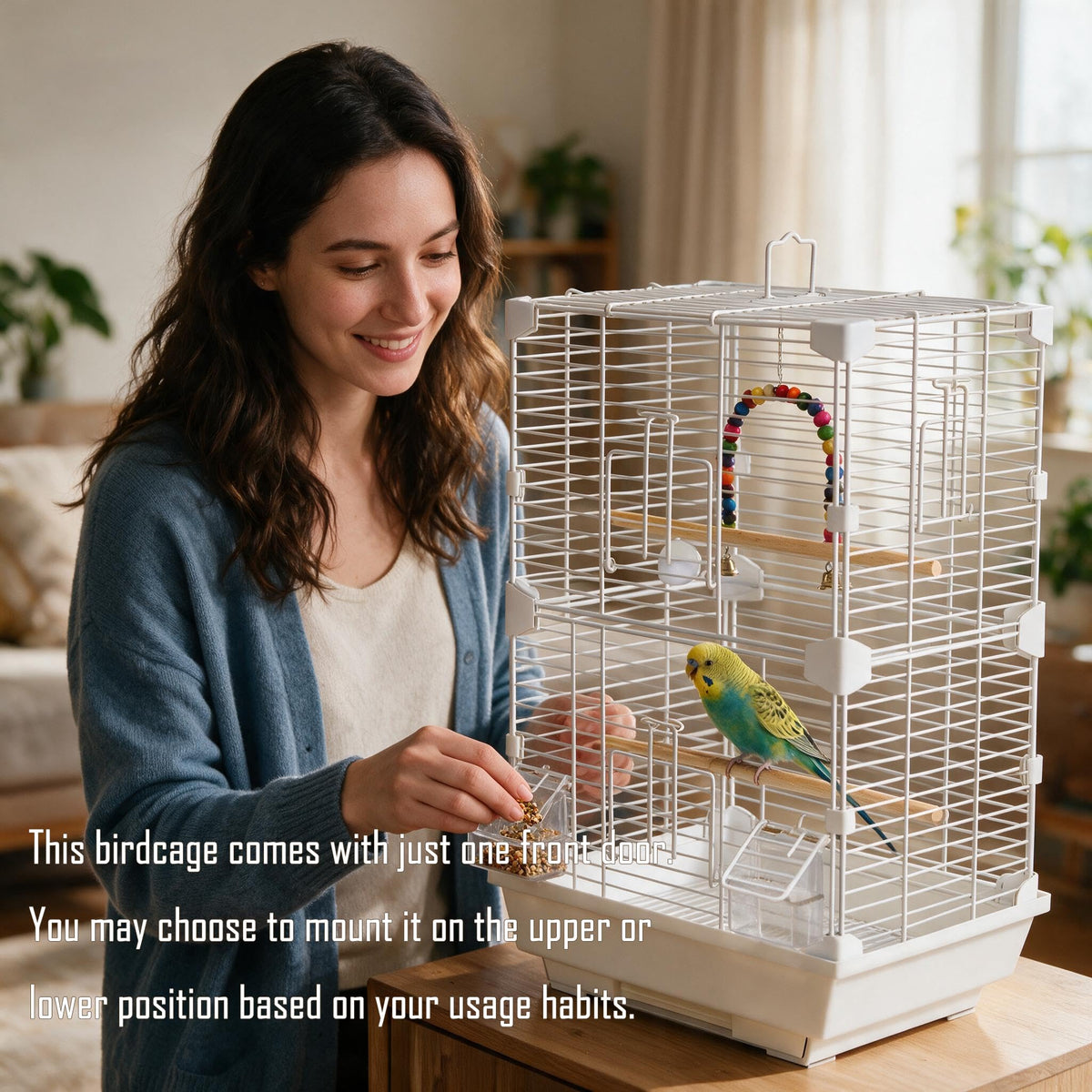Craftsboys Basic Bird Cage, 24.8inch Parrot Cage (24.8" x 14.6" x 11"),Bird Cage with Ladder, Horizontal Bar, 2 Feeders, and Swing