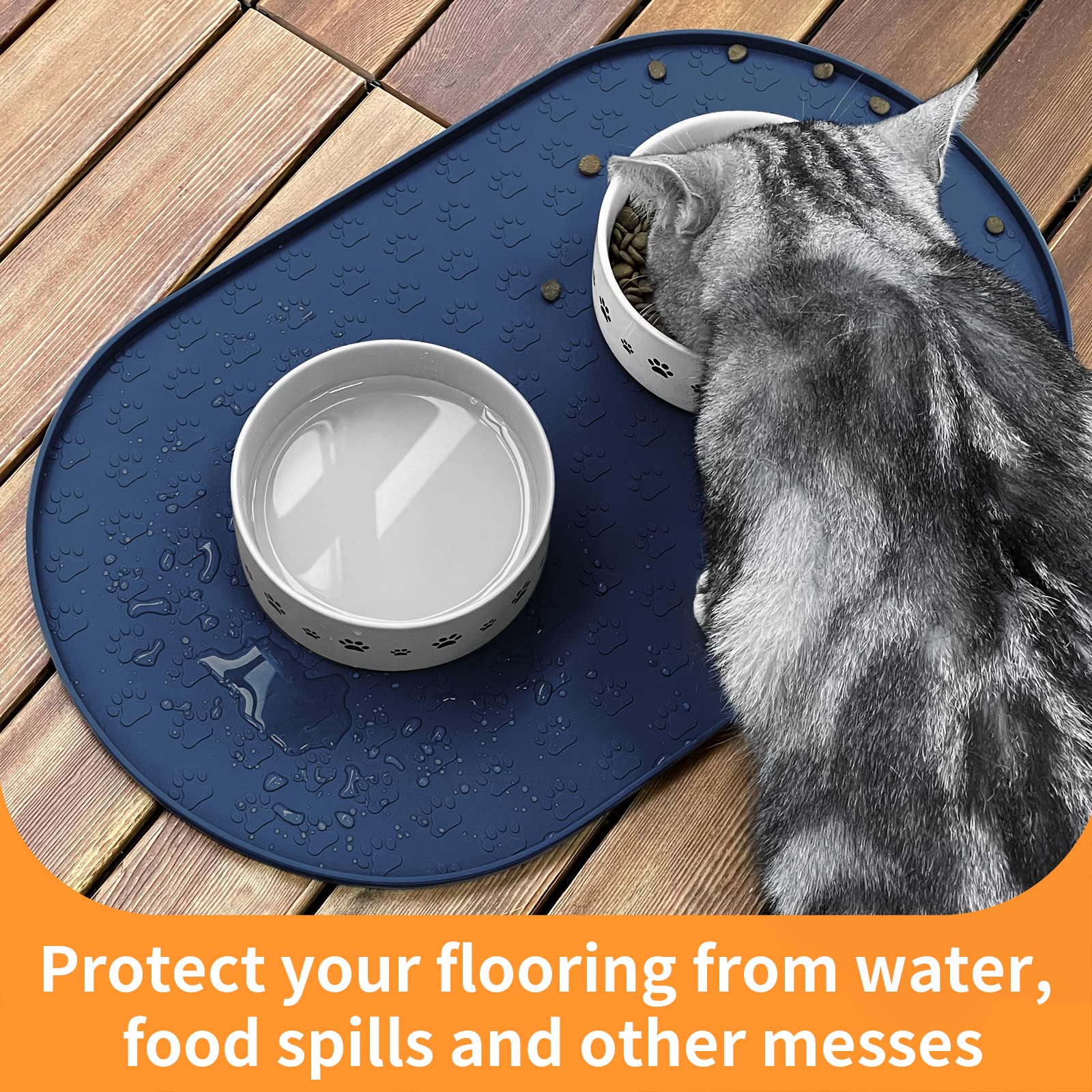KPWACD Dog Food Mat Anti-Slip Bowl Mats, High-Lips Waterproof Pet Placemat