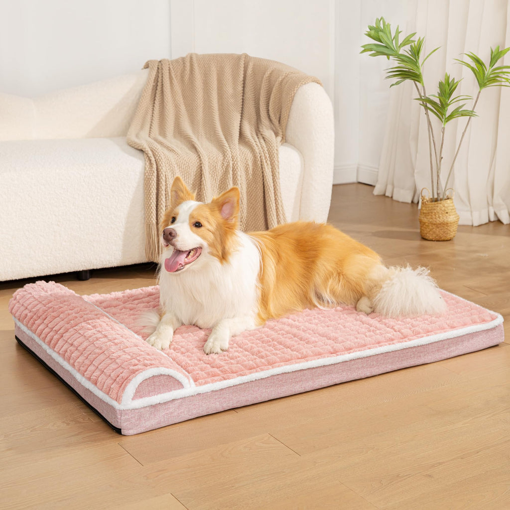 Jolifield Orthopedic Large Dog Bed Pillow Pet Sofa Bed 56''X40'' Pink