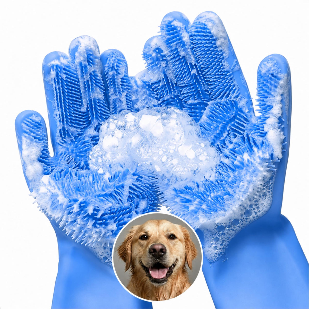 RZleticc Cat and Dog Washing Gloves, 1 Pair, 11.6 in, Soft Silicone (Grey)