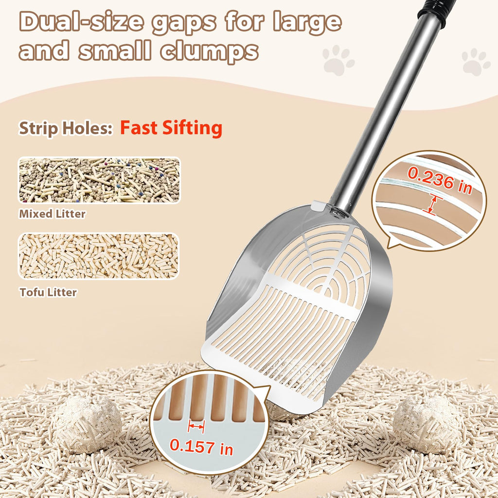 Cat Litter Scoop Deep Shovel, Detachable Long Handle Litter Scooper, Strip