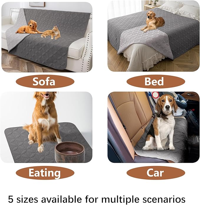 Waterproof Dog Blanket, 40x50 inches Pet Couch Covers for Sofa, Bed Furniture Protector from Dogs Washable and Reversible-Lightgrey+Darkgrey