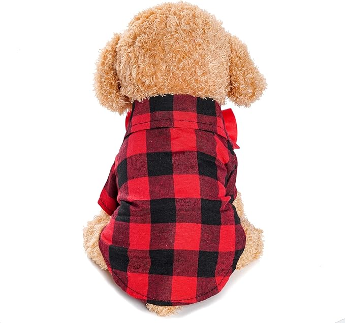 Tongcloud 3 Pack Plaid Puppy Cat Shirt - Cute Dog Shirts for Large Dogs and Cats - Birthday Party and Holiday Photo((Red, Blue & White,Large)