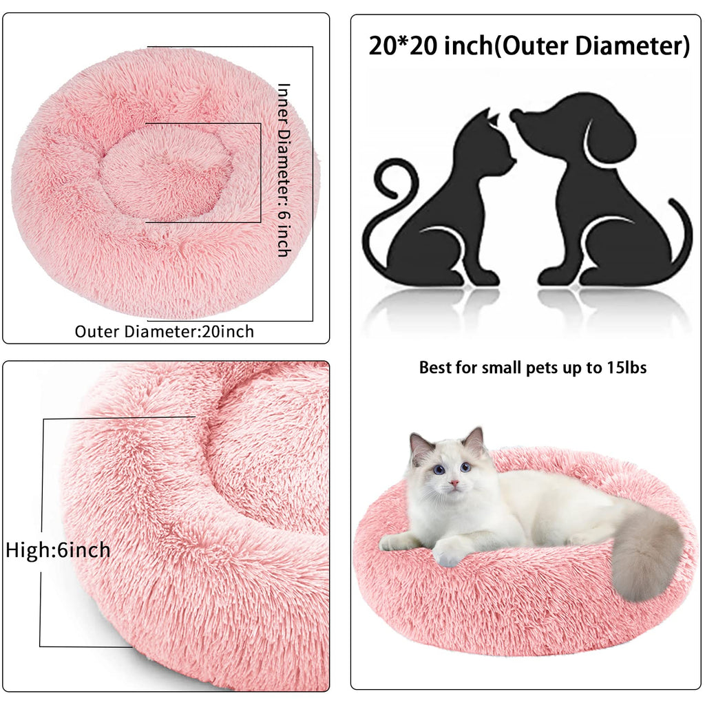 Cat Beds for Indoor Cats,20 Inch Dog Bed for Small Melium Large Dogs, Washable-Round Pet Bed for Puppy and Kitten with Slip-Resistant Bottom