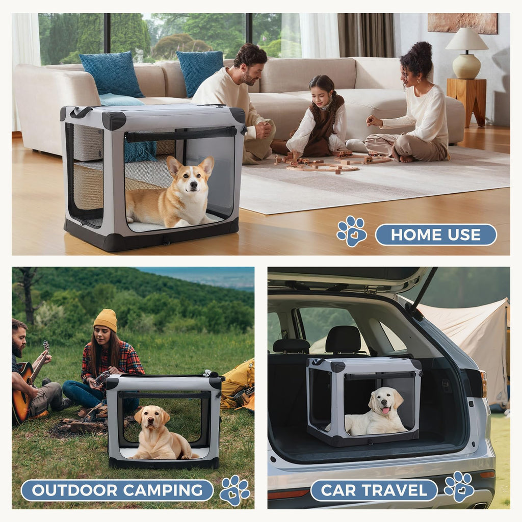 DUMOS Soft Dog Crate 24 Inch, Small Foldable Outdoor Cat Carrier