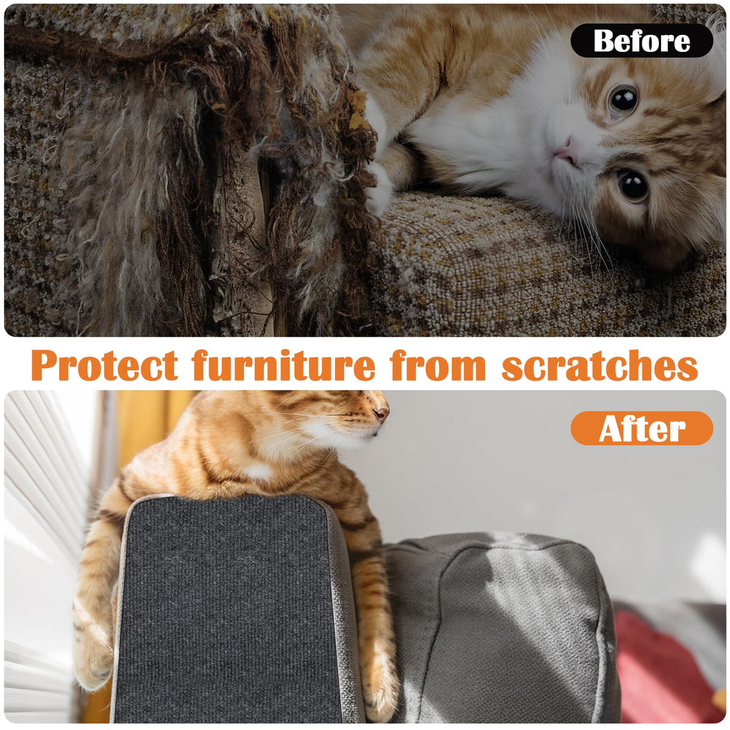 Cat Scratch Furniture Protector - 100" x 13.8" Trimmable Self-Adhesive Cats Claws Scratch Pads, DIY Cat Climbing Couch Protector for Scratch Post Cat Tree Replacement Indoor (Dark Gray)
