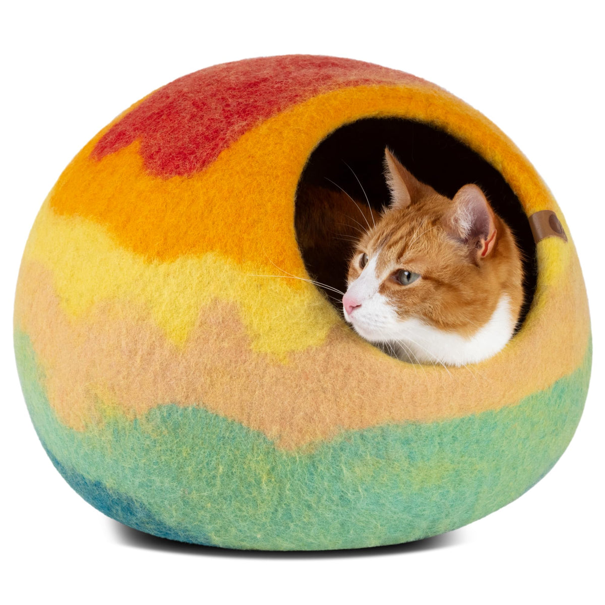 MEOWFIA Cat Cave - Merino Wool Bed for Indoor Cats (Cloud Nap Blue, Large)