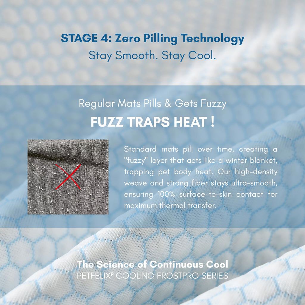 petfelix FrostPro Pet Cooling Mat, Stain & Scratch Resistant QMAX>0.5 for Extra Small Dogs & Small Cats Up to 10 lbs, Self Cooling Mat for Dogs, No Water or Electricity Needed, Blue, Small, 18''*14''