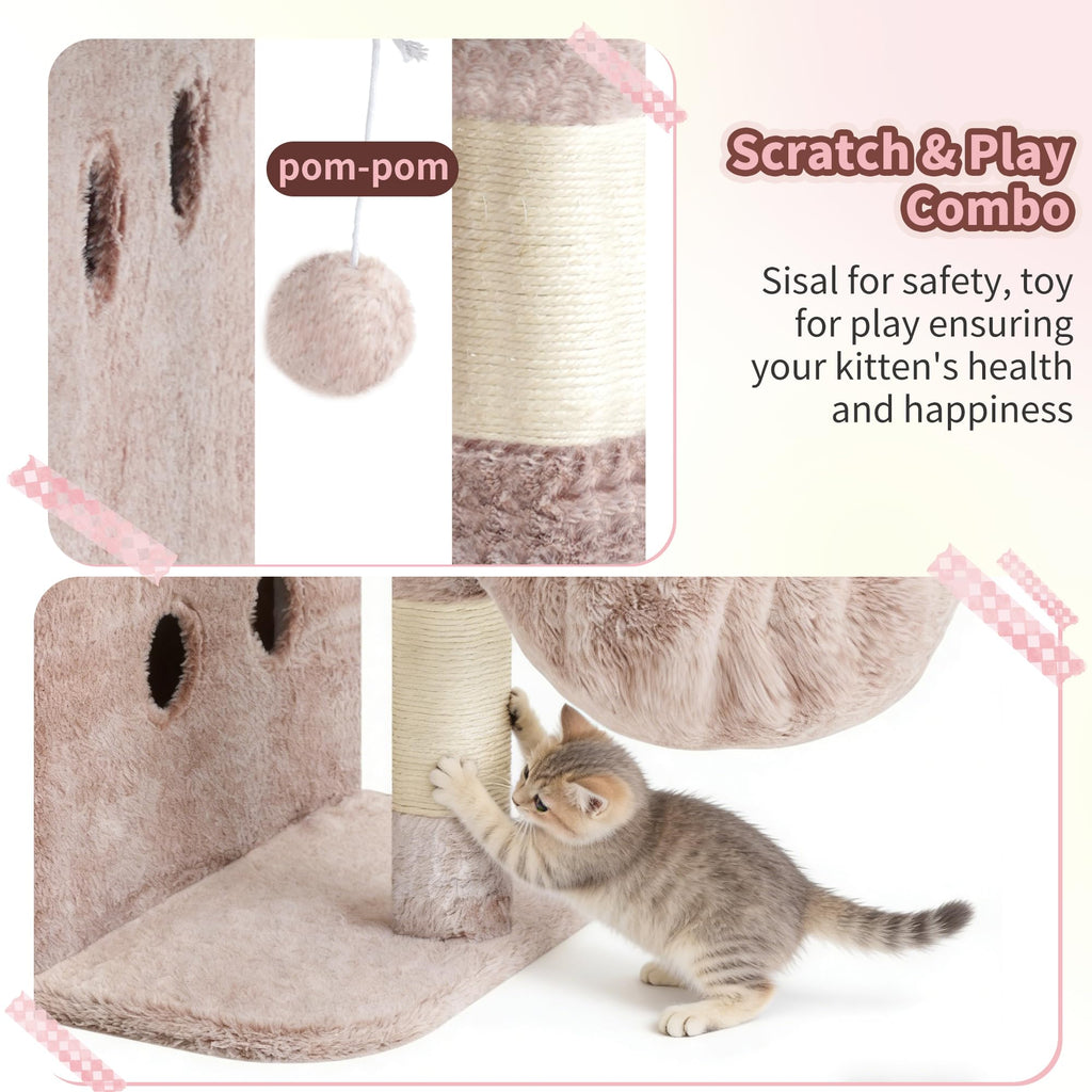 Heybly 25.6" Cat Tree for Large Cats with Big Perch & Dual Condos HCT204SMU