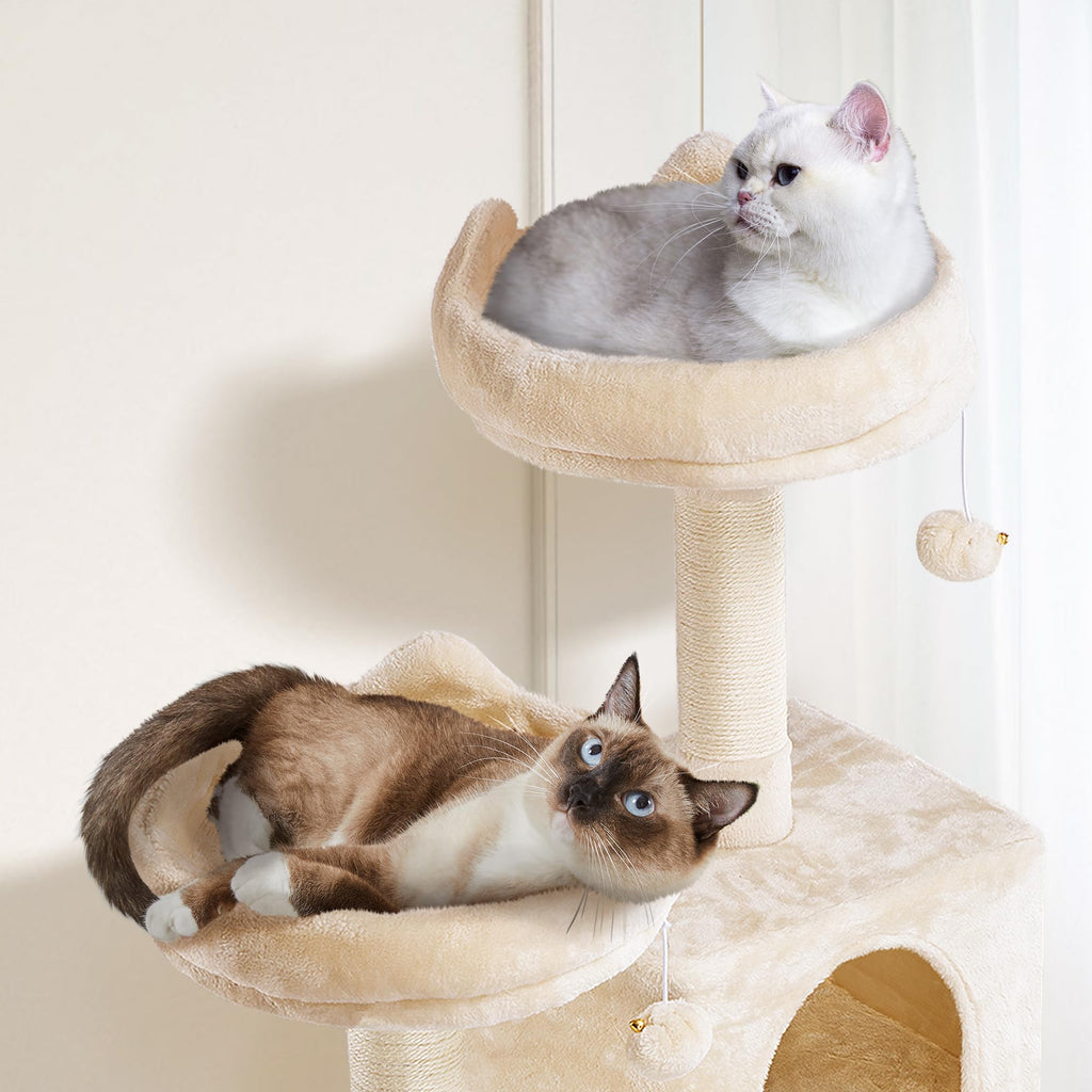 Topeakmart 62.2 inches Cat Tree with Double Condos, Scratching Posts & Hammock, Kitty Activity Tree Center Kitten Play House