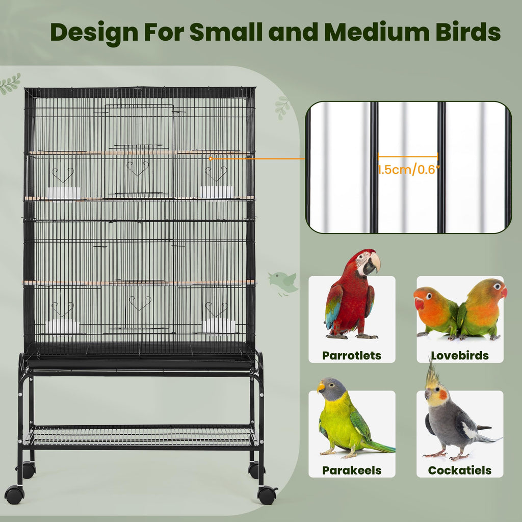 Yaheetech 53" Bird Cage with Rolling Stand for Parakeets Cockatiels Budgies
