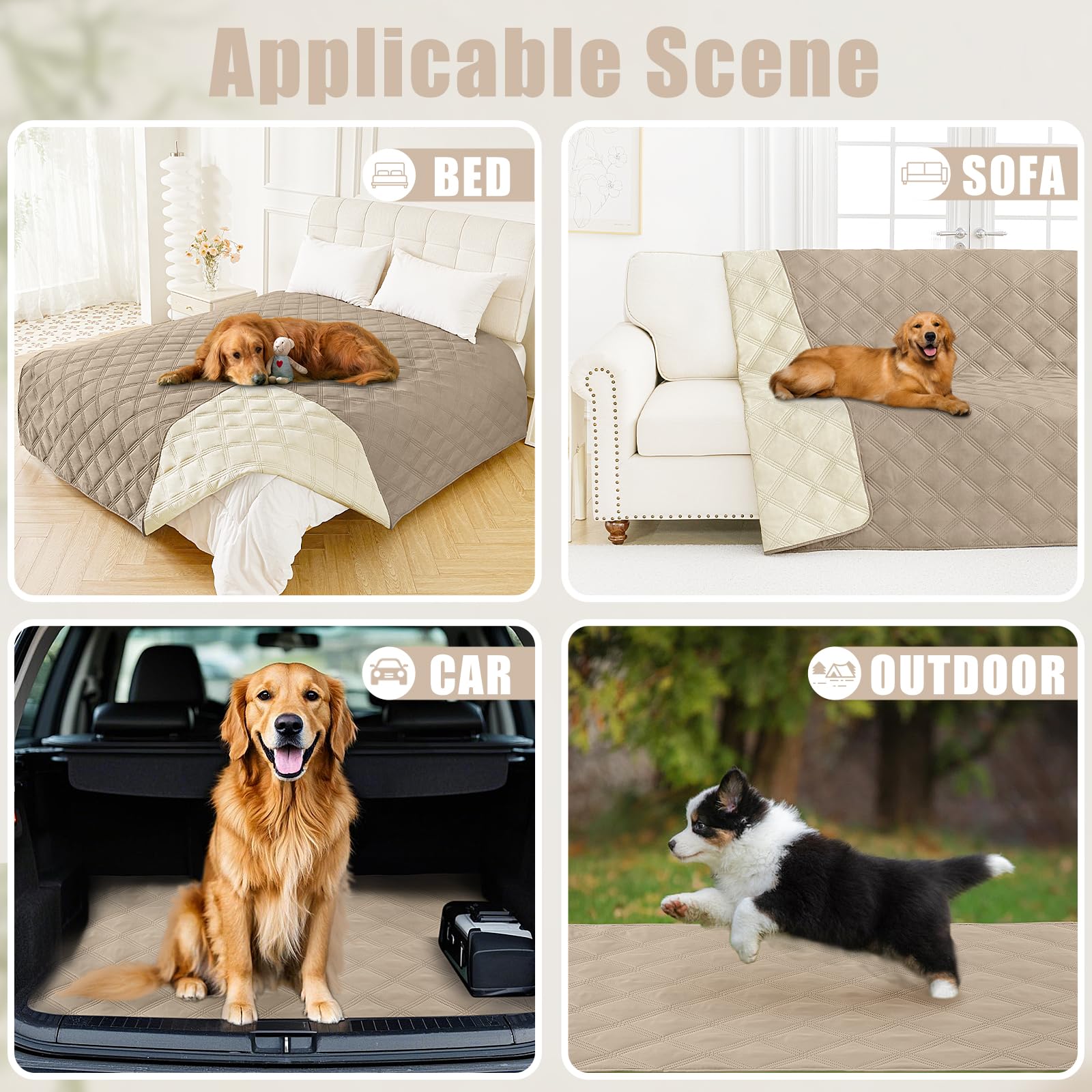 Smiry Waterproof Dog Bed Cover, Reversible Pet Blanket for Sofa Couch