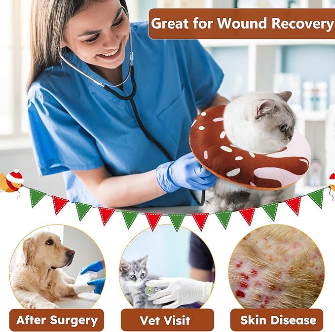 Hpetppy Cat Cone Collar Soft, Cat Recovery Collar for Wound Healing Cute Donut Adjustable Kitten Cones to Stop Licking Comfortable Lightweight Neck Elizabethan Collars for Cats Kittens After Surgery