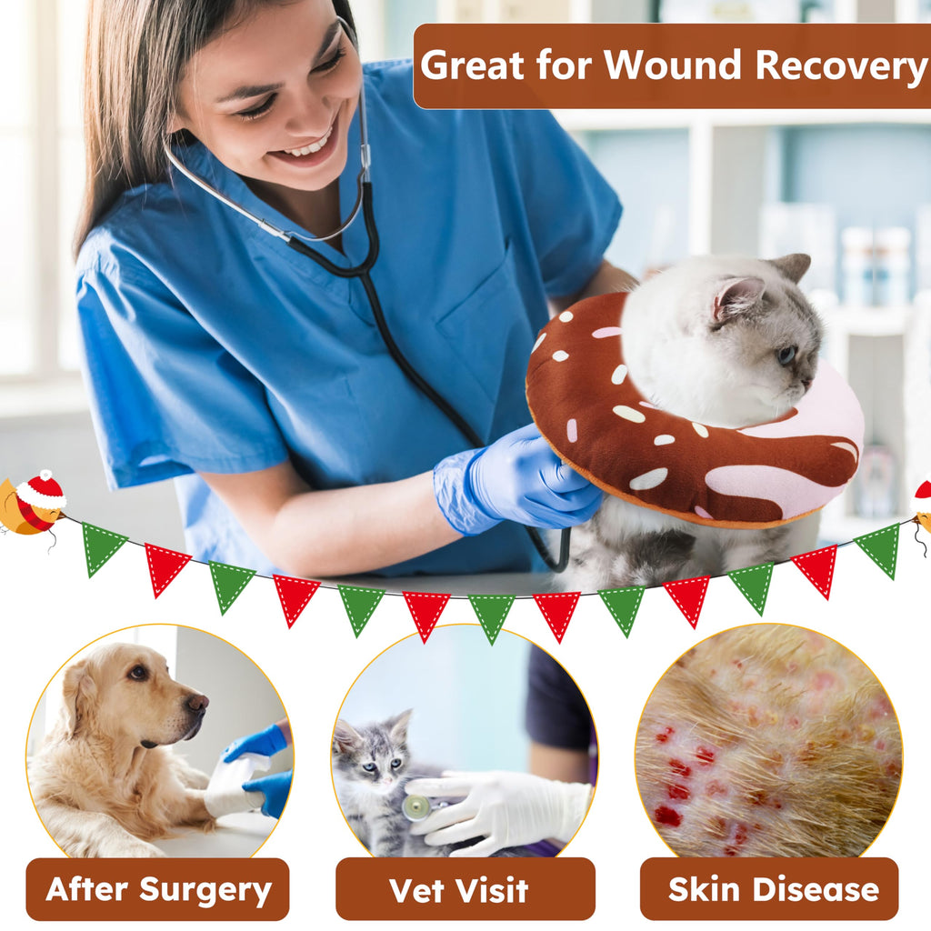 Hpetppy Cat Cone Collar Soft, Cat Recovery Collar for Wound Healing Cute Donut Adjustable Kitten Cones to Stop Licking Comfortable Lightweight Neck Elizabethan Collars for Cats Kittens After Surgery