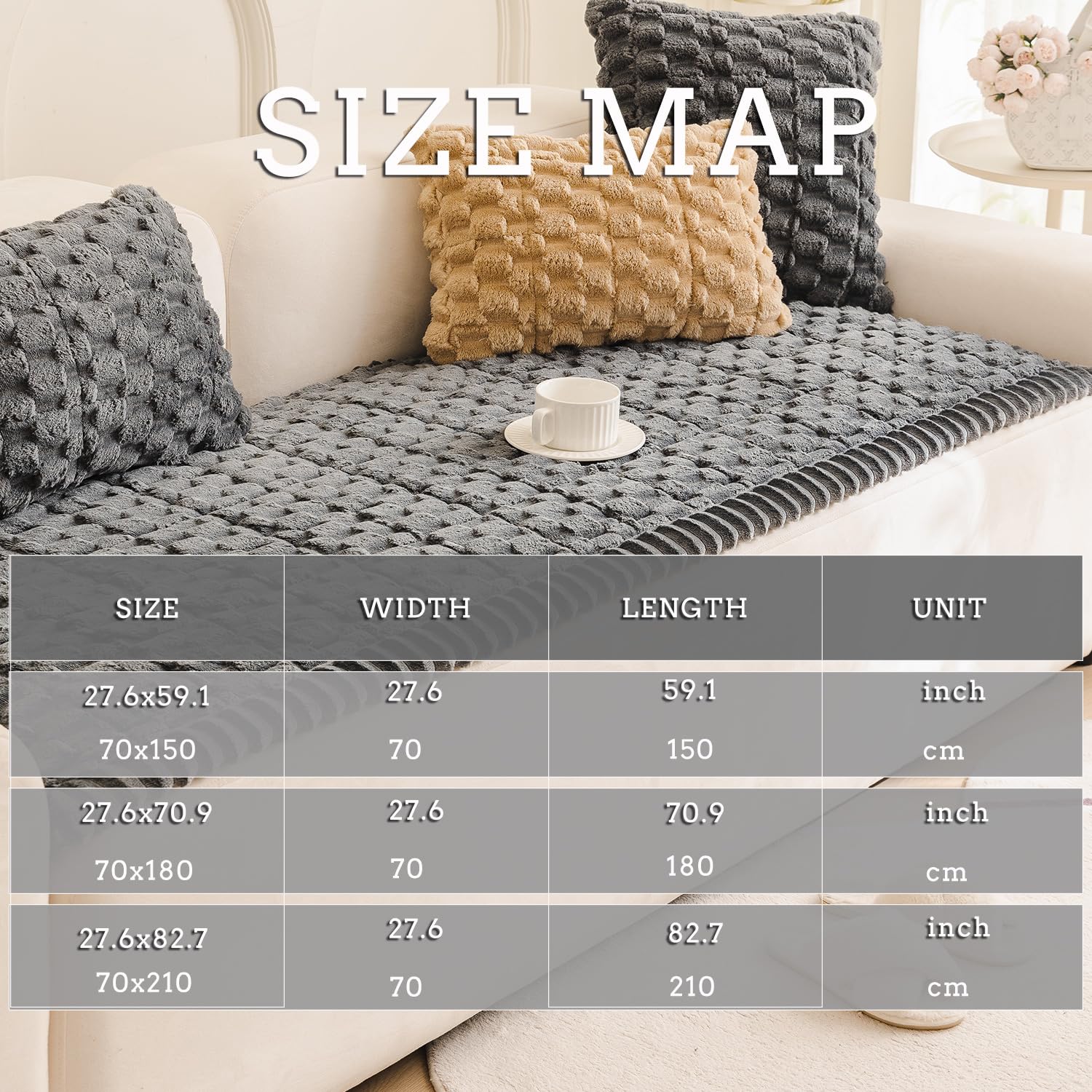 Tiwwie Couch Cover for Dogs Fuzzy Sofa Covers for Pet, Non Slip Sofas Pad