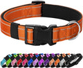 PenSeepet Reflective Dog Collar Padded with Soft Neoprene Breathable Quick Release Basic Dog Collars for Medium Large Dogs Orange