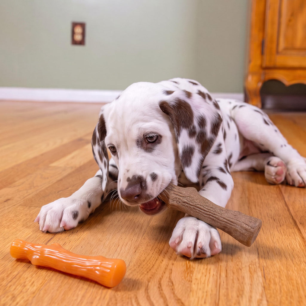 Pupstages Dogwood Puppy Dog Chew Toys, USA Made Materials, 2-Pack, 5.3"