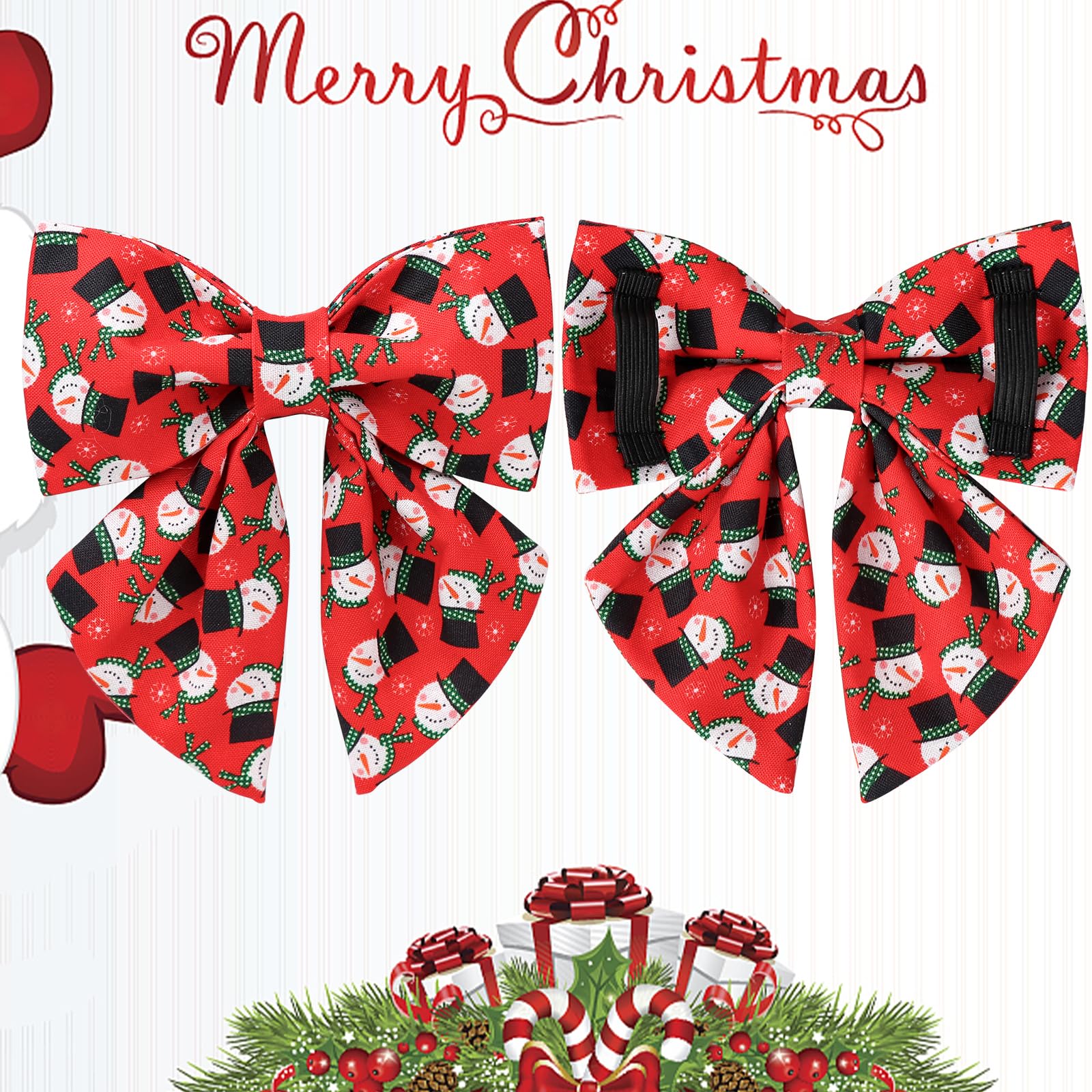 UP URARA PUP Christmas Dog Collar with Bow Tie, Christmas Collar for Puppy Girl Boy Dog or Cat, Bowtie Dogs Collars with Durable Metal Buckle, Cute Pet Collars, M