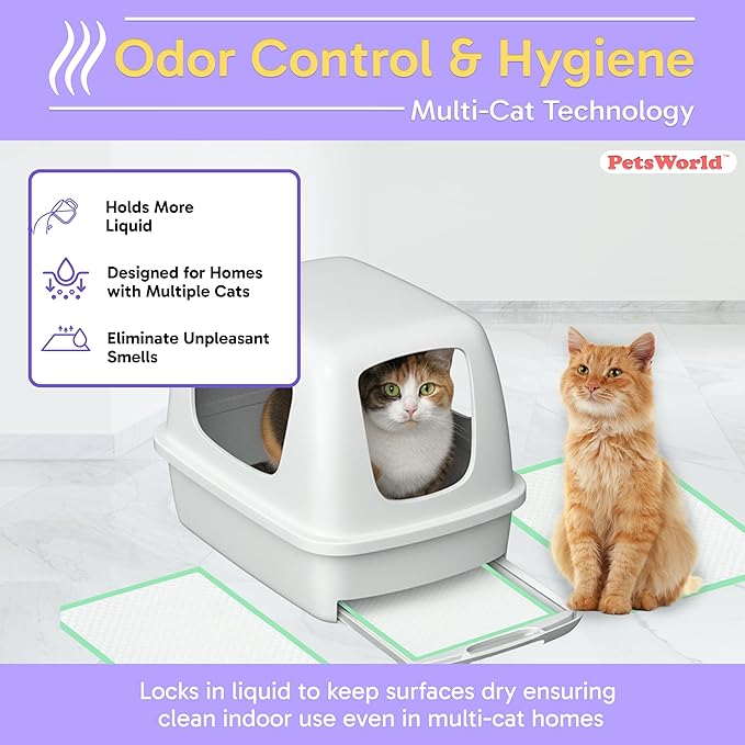 PetsWorld Universal Fit Multi-Cat Pad Refills for Litter Box, Fresh Scented, Ultra-Absorbent, Odor Control, Pack of 600