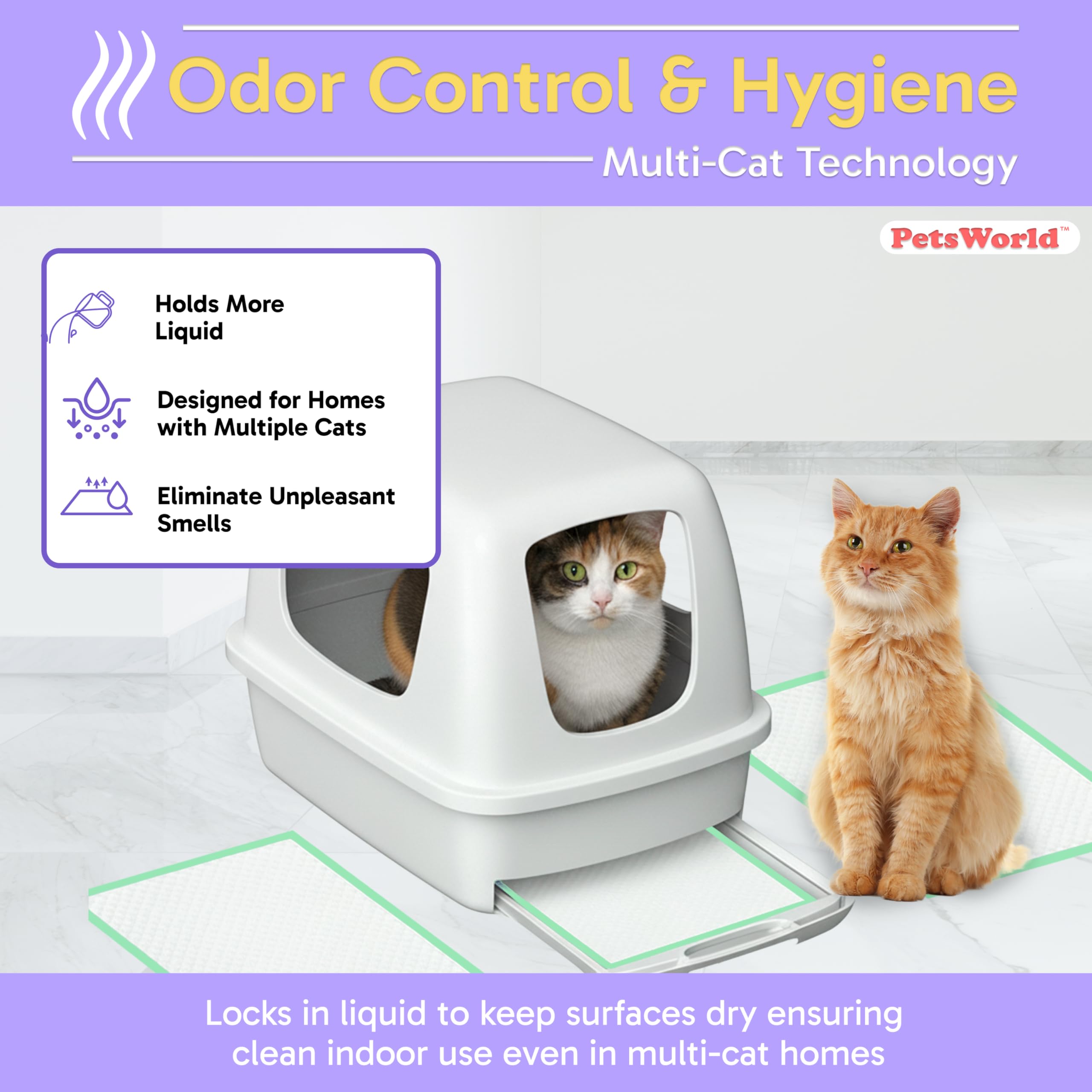PetsWorld Universal Fit Multi-Cat Pad Refills for Litter Box, Fresh Scented, Ultra-Absorbent, Odor Control, Pack of 1200