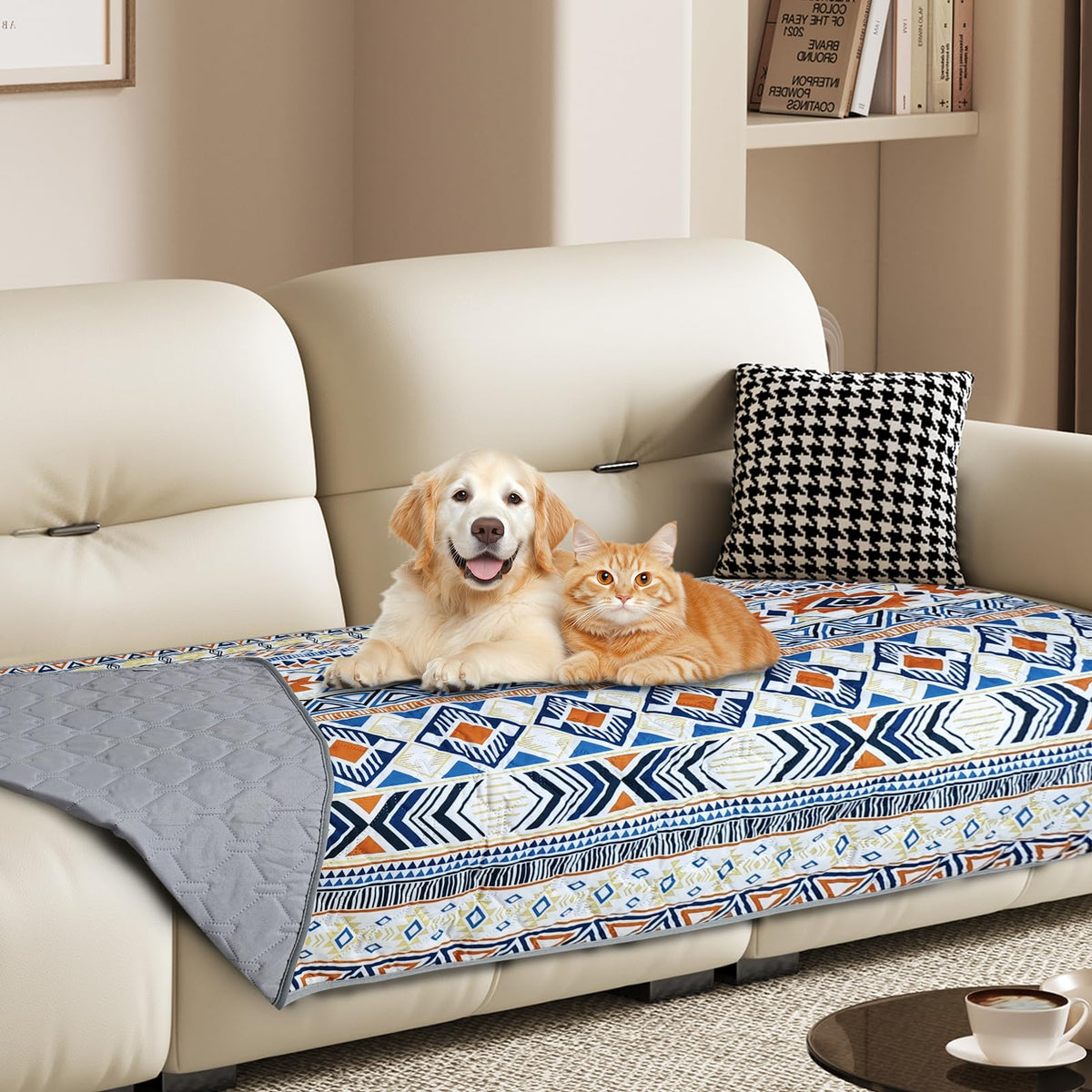 YOSEPATI Waterproof Dog Blanket, Bohemian Dog Bed Cover Pet Blanket, Reversible Sofa Couch Cover for Dogs Washable, Protect Furniture Bed Couch Sofa for Puppy Cat (Colorful Medallion, 30×70 Inch)