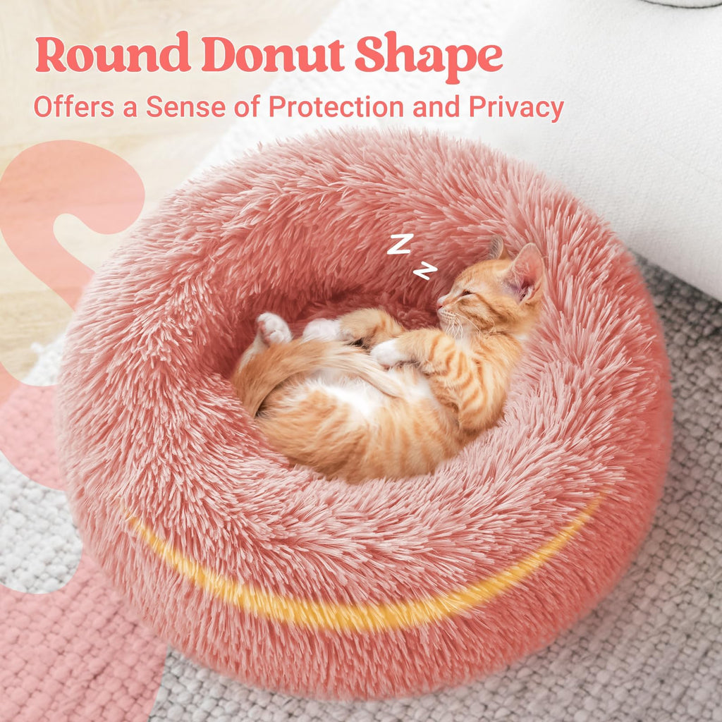 rabbitgoo Calming Cat Beds for Indoor Cats, 20 inches, Pink