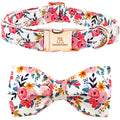 Lionheart glory Dog Collar Bow Collar Floral Dog Collar with Bow Tie Spring Summer Cute Collar Dog Boy or Girl Dog Collars Soft Durable Adjustable Dog Collars for Large Dogs