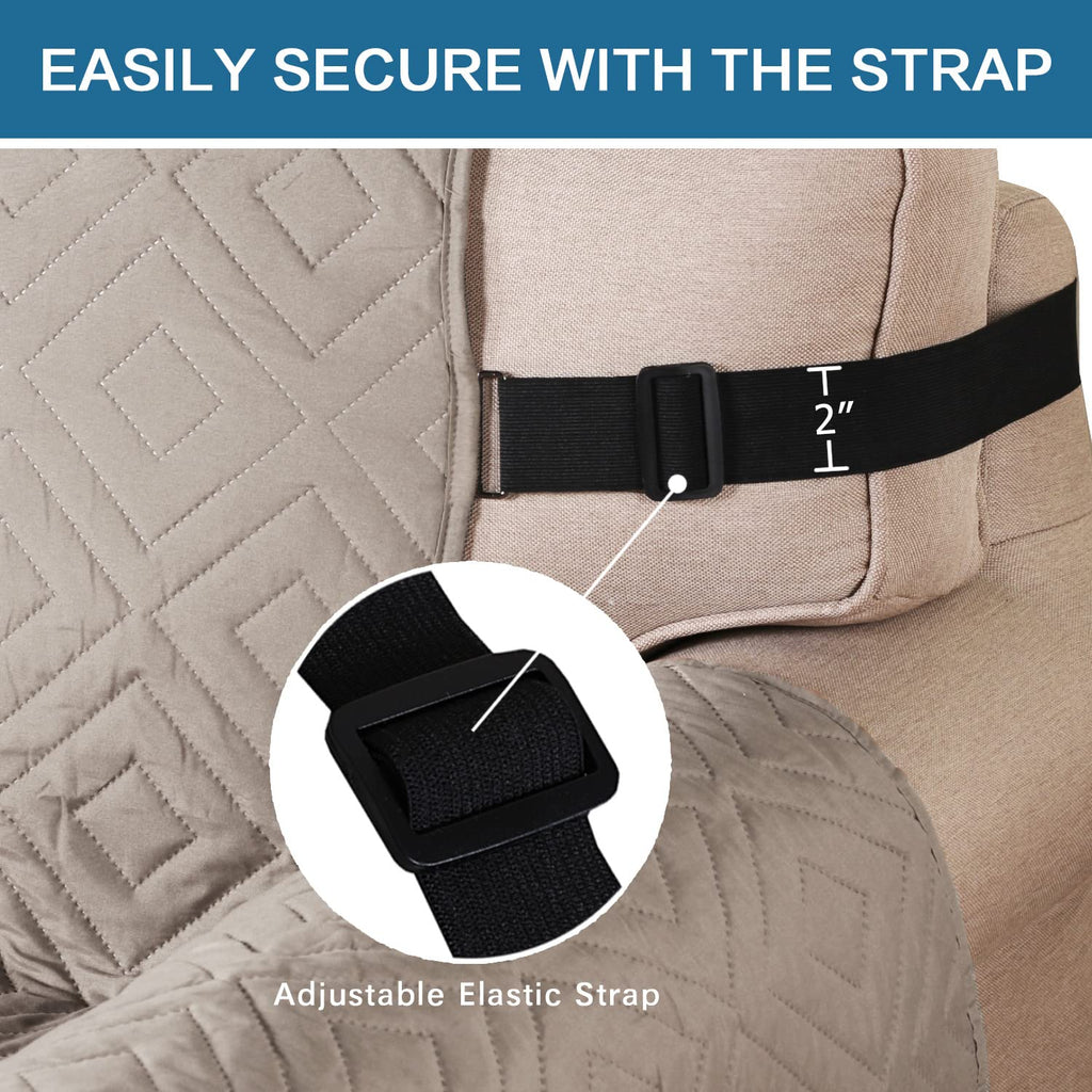 H.VERSAILTEX Reversible Sofa Slipcover Furniture Protector Water Resistant 2 Inch Wide Elastic Straps Sofa Cover Couch Covers Pets Kids Fit Sitting Width Up to 66" (Sofa: 75" x 110", Khaki/Beige)