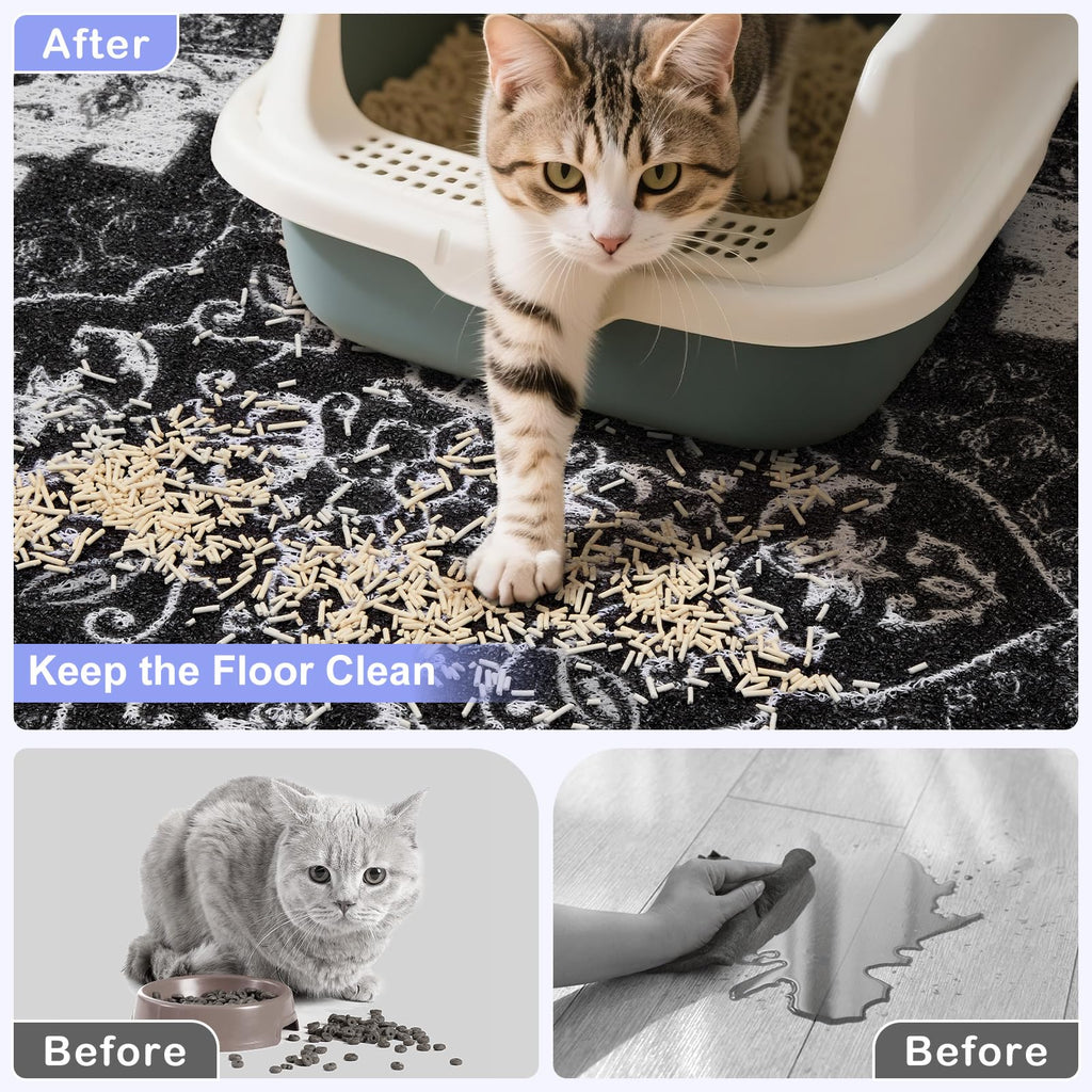 Bienbee Cat Litter Mat, 40" x 30" Dense Trapping Mesh for Litter Boxes