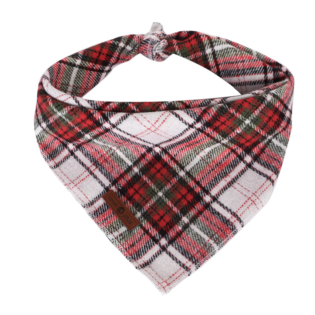 Lionet Paws Christmas Dog Bandana Washable Cotton Handkerchief Scarf Triangle Red Green Plaid Grey Dog Bandanas for Small Medium Large Dogs Girl Boy